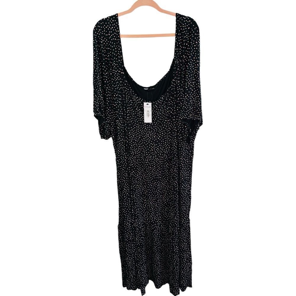 Heart Yours Black Pink Polka Dot Tiered Maxi Dress NWT Size 3X/4X